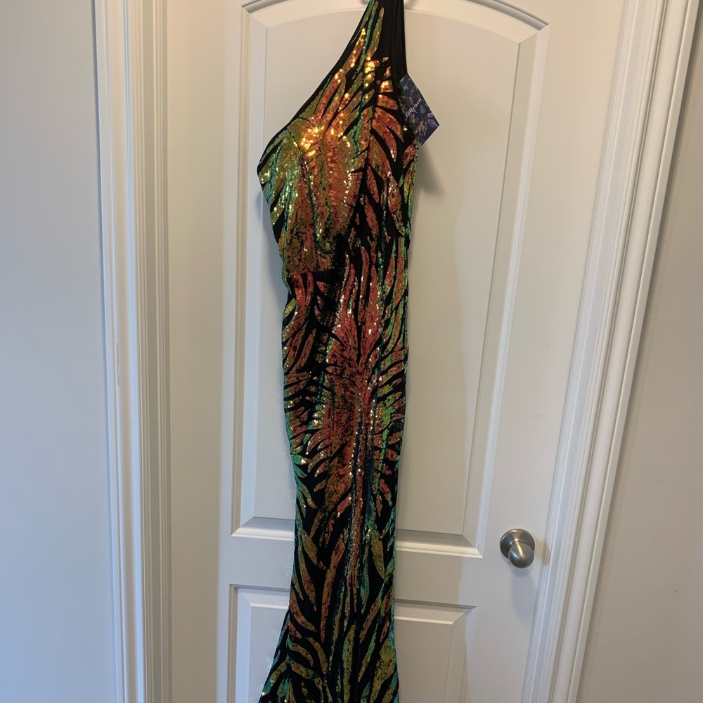 Multi colored sequin gown